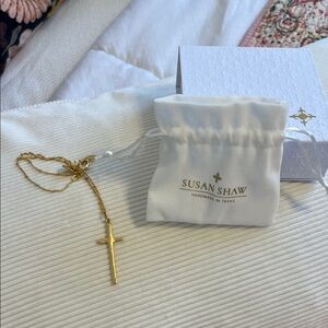 Susan Shaw Gold Cross Necklace